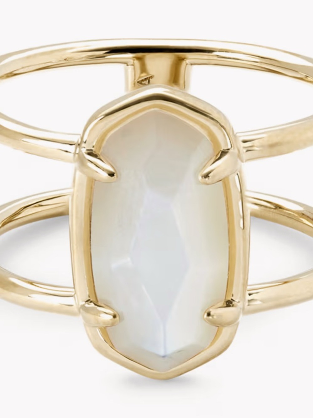 Kendra Scott Gold Triple-Band Ring with White Opalescent Stone